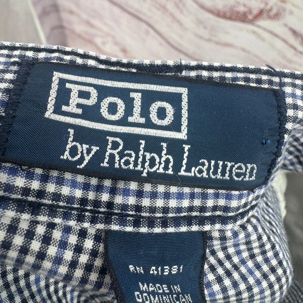 Polo Ralph Lauren Shorts Mens Size 34 Gingham Pleated Shorts Cotton Check